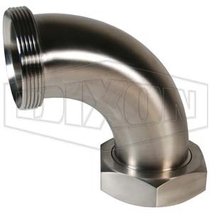 Threaded Bevel Seat x Plain Bevel Seat with Hex Nut 90° Elbow