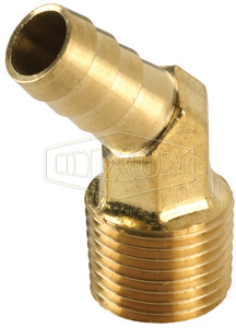 Male NPTF x Hose Barb 45° Elbow