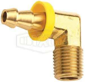 Male NPTF x Push-on Hose Barb 90° Elbow