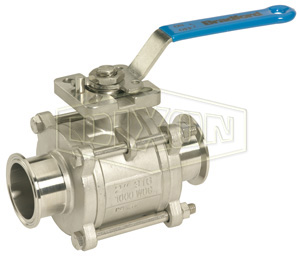 2-Way Encapsulated Sanitary 3 Piece Stainless Steel Ball Valve