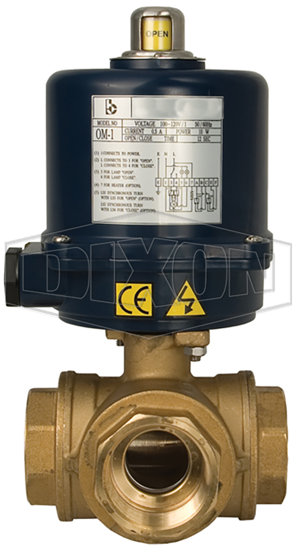 BV3BVL/TR Series Electrically Actuated Brass 3-Way Ball Valves