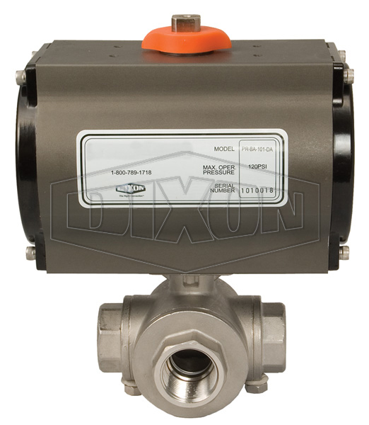 BV3IGL/TF Series Pneumatically Actuated Stainless Steel 3-Way Ball Valves