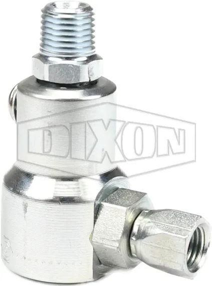 SuperSwivels® Male NPTF x Female JIC 37° 90° Elbow Inline Swivel