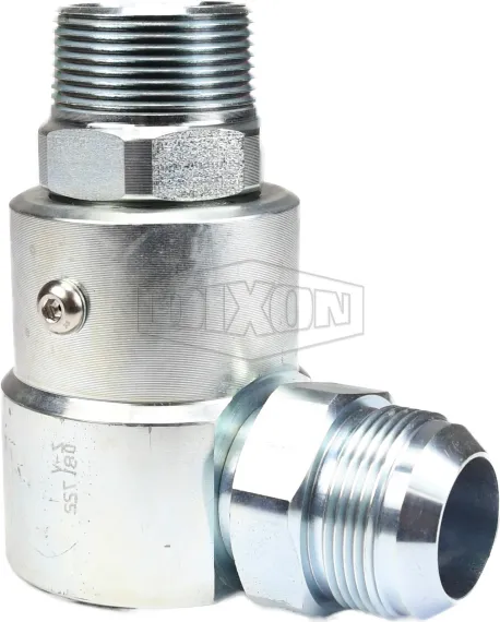 SuperSwivels® Male NPTF x Male JIC 37° 90° Elbow Inline Swivel